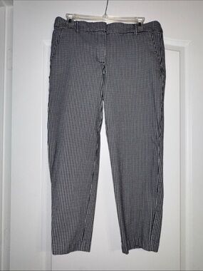 LOFT The Riviera Slim Black & White Check Dress Pants